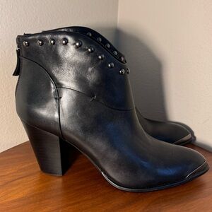 B. Makowsky Black Ankle Booties with Studs